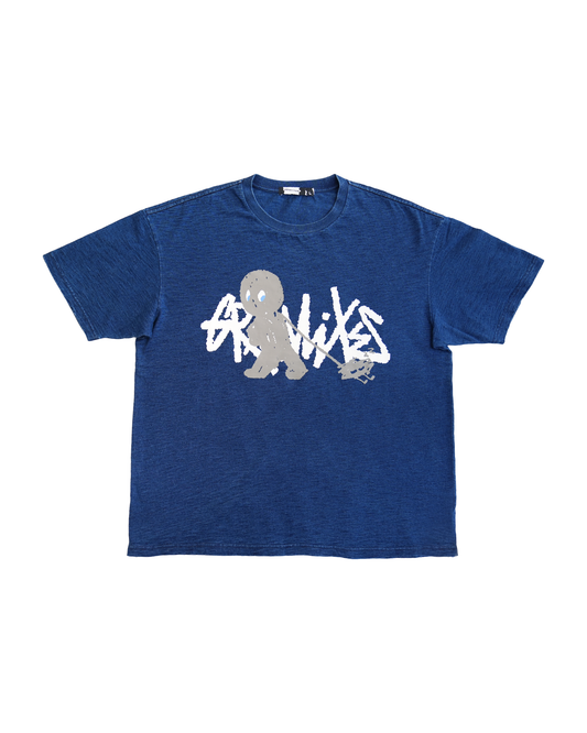 Indigo Dyed Slub Cotton T-Shirt