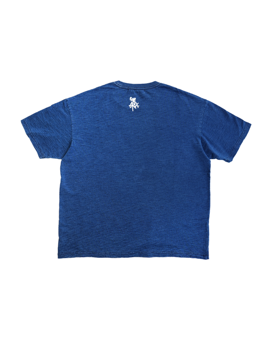 Indigo Dyed Slub Cotton T-Shirt